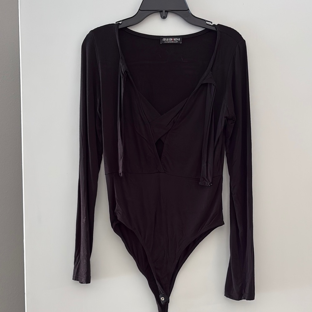 Fashion Nova Black Long Sleeve Bodysuit
